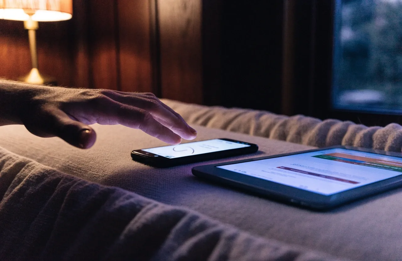 Two paper documents edge-lit on a dark table
